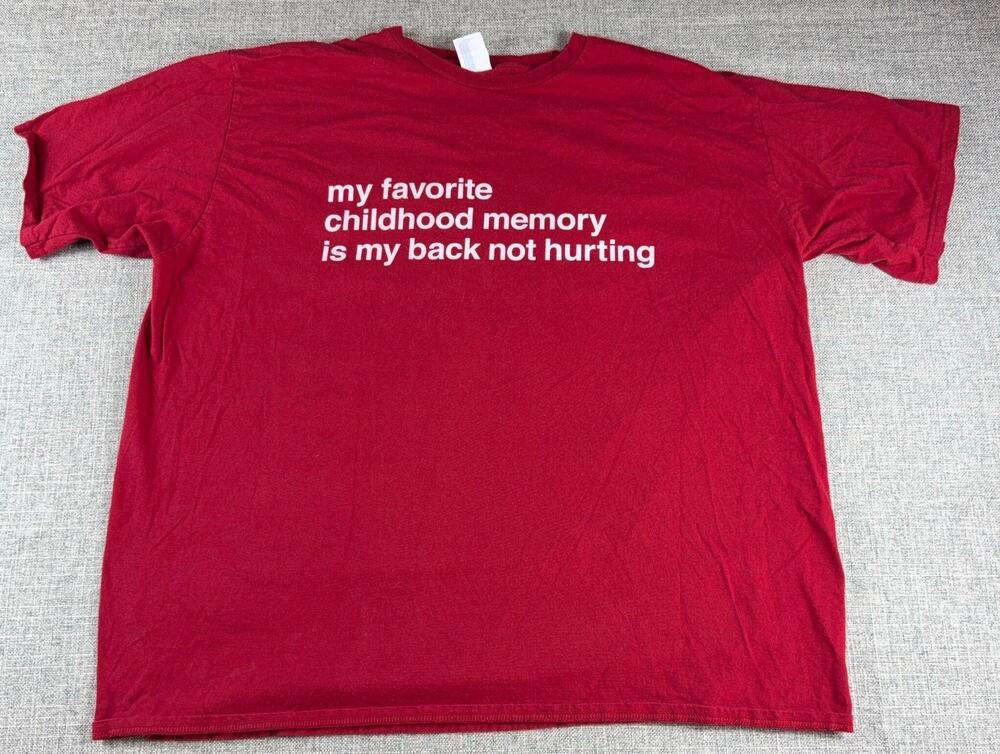 Port & Company 3XL Red Funny T Shirt Childhood Memory Back Not Hurting Humor